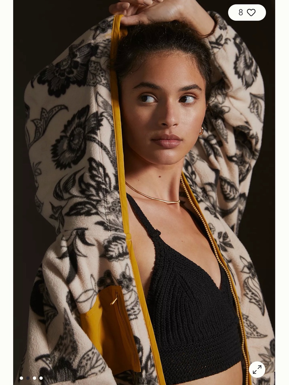 Daily Practice by Anthropologie Floral Patterned Lightweight Fleece Jacket